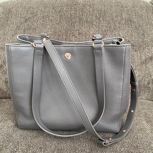 Dagne Dover Small Allyn Leather Tote - Graphite
